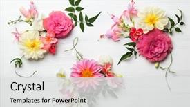  Presentation with festive - Presentation featuring invitation - festive flower composition background and a light gray colored foreground