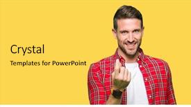  Presentation with young man wearing a hat - Slide deck having invitation - handsome man wearing casual shirt background and a yellow colored foreground