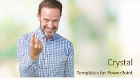  Presentation with over come challange - PPT layouts consisting of invitation - handsome middle age elegant senior background and a soft green colored foreground