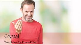  Presentation with over come challanges - PPT layouts consisting of invitation - handsome middle age hoary senior background and a red colored foreground