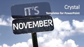  Presentation with november - Presentation theme enhanced with annual day invitation - it's november sign with clouds background and a ocean colored foreground