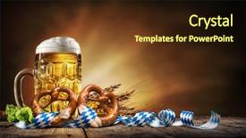  Presentation with beer hops - Colorful PPT theme enhanced with invitation - oktoberfest beer with pretzel wheat backdrop and a tawny brown colored foreground