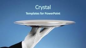  Presentation with waiter - Presentation theme enhanced with businessman outdoor with suitcase and bulb instead of head background and a light gray colored foreground.