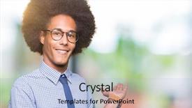  Presentation with african american in computer lab business - Presentation theme enhanced with invitation - young african american business man background and a light blue colored foreground