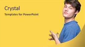  Presentation with blue - PPT theme consisting of invitation - young handsome man wearing blue background and a light gray colored foreground