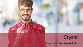  Presentation with invitation - Beautiful theme featuring invitation - young handsome man wearing glasses backdrop and a red colored foreground
