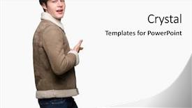  Presentation with man in nature - Colorful slide set enhanced with invitation - young handsome man wearing winter backdrop and a white colored foreground