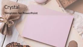  Presentation with sweets - Beautiful slides featuring invitation breakfast - blank cardboard tag next backdrop and a  colored foreground