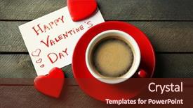  Presentation with breakfast invitation - PPT theme consisting of invitation breakfast - cup of coffee and heart background and a tawny brown colored foreground