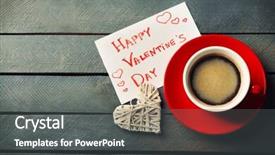  Presentation with cup coffee - PPT theme consisting of invitation breakfast - cup of coffee and heart background and a dark gray colored foreground