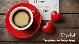  Presentation with cup coffee - PPT theme featuring invitation breakfast - cup of coffee and heart background and a tawny brown colored foreground