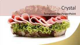  Presentation with breakfast invitation - Beautiful PPT theme featuring invitation breakfast - sandwich backdrop and a coral colored foreground