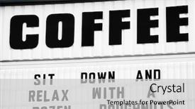  Presentation with coffee donuts - PPT theme consisting of invitation breakfast - sign for coffee shop suggesting background and a  colored foreground