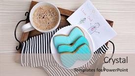  Presentation with breakfast invitation - Colorful presentation enhanced with invitation breakfast - tasty cookies with coffee backdrop and a mint green colored foreground