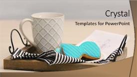  Presentation with breakfast invitation - Colorful PPT theme enhanced with invitation breakfast - tasty cookies with coffee backdrop and a light gray colored foreground