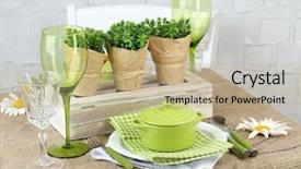  Presentation with table setting - Amazing PPT theme having invitation breakfast - trendy table setting in restaurant backdrop and a coral colored foreground