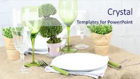  Presentation with cutlery easter table setting - Presentation theme enhanced with invitation breakfast - trendy table setting in restaurant background and a sky blue colored foreground