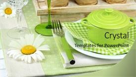  Presentation with cutlery easter table setting - PPT layouts enhanced with invitation breakfast - trendy table setting in restaurant background and a yellow colored foreground