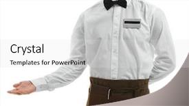  Presentation with waiter - Cool new theme with invitation business reception - cute waiter welcoming you backdrop and a white colored foreground