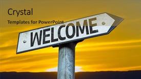  Presentation with welcome solar system - Cool new theme with invitation business reception - welcome sign with a sunset backdrop and a gold colored foreground