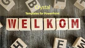  Presentation with dutch - PPT theme with invitation business reception - wooden blocks with the text background and a violet colored foreground