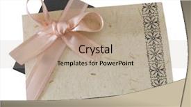  Presentation with note - PPT theme enhanced with invitation cards - blank note with bow background and a coral colored foreground
