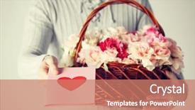  Presentation with postcard - Theme with invitation cards - man with basket full background and a coral colored foreground