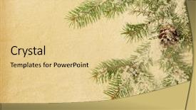  Presentation with invitation - PPT theme having invitation chritsmas - fir twig with artificial snow background and a lemonade colored foreground