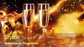  Presentation with golden christmas - PPT layouts featuring invitation chritsmas - new year and christmas celebration background and a tawny brown colored foreground