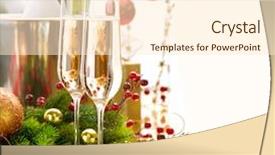  Presentation with new year streamer - Theme with invitation chritsmas - new year celebration champagne background and a cream colored foreground