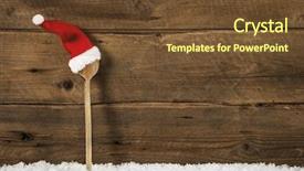  Presentation with santa - Colorful PPT layouts enhanced with invitation chritsmas - wooden spoon with santa hat backdrop and a tawny brown colored foreground