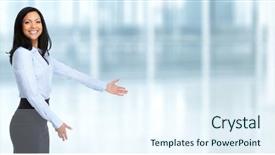  Presentation with business woman standing on maze - Beautiful PPT layouts featuring invitation company presentation - asian business woman inviting backdrop and a  colored foreground