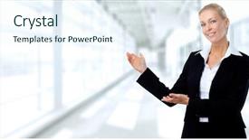  Presentation with business and religion - PPT theme featuring invitation company presentation - beautiful business woman background and a  colored foreground