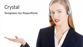  Presentation with office fruit - Beautiful presentation featuring invitation company presentation - blonde businesswoman inviting backdrop and a  colored foreground