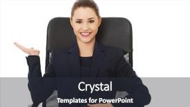  Presentation with women in office - Audience pleasing theme consisting of invitation company presentation - blonde businesswoman inviting backdrop and a  colored foreground