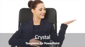  Presentation with office farewell - Amazing slides having invitation company presentation - blonde businesswoman inviting backdrop and a  colored foreground