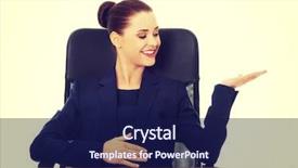  Presentation with office - Cool new slide deck with invitation company presentation - blonde businesswoman inviting backdrop and a  colored foreground