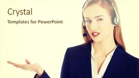  Presentation with office - Beautiful PPT layouts featuring invitation company presentation - blonde businesswoman inviting backdrop and a  colored foreground