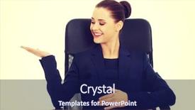  Presentation with office - PPT theme featuring invitation company presentation - blonde businesswoman inviting background and a  colored foreground