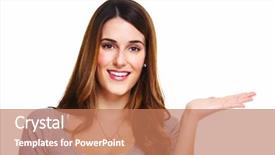  Presentation with small business - PPT layouts featuring invitation company presentation - inviting business woman isolated background and a coral colored foreground