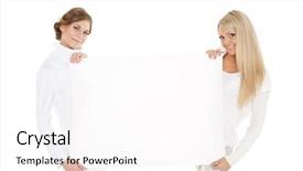  Presentation with women e commerce clothes - Theme featuring invitation company presentation - two young pretty women background and a  colored foreground