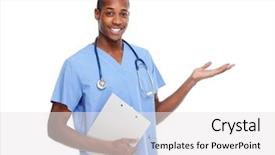  Presentation with knitting african american - Amazing slides having invitation healthcare - african-american doctor man presenting copy backdrop and a white colored foreground