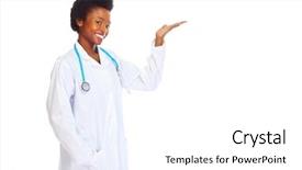  Presentation with children doctor african - Colorful PPT layouts enhanced with invitation healthcare - african doctor woman isolated backdrop and a  colored foreground