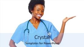  Presentation with children doctor african - Slide set having invitation healthcare - african doctor woman isolated background and a light blue colored foreground