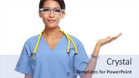  Presentation with chinese - Beautiful PPT layouts featuring invitation healthcare - chinese doctor woman backdrop and a  colored foreground