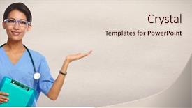  Presentation with nursing to nurse communication - Slides having invitation healthcare - chinese nurse woman background and a  colored foreground