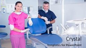  Presentation with dental assistant - Amazing PPT layouts having invitation healthcare - dentist and assistant inviting you backdrop and a  colored foreground