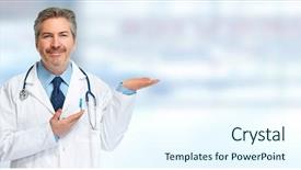  Presentation with pharmacist - Audience pleasing PPT theme consisting of invitation healthcare - doctor pharmacist presenting blue background backdrop and a  colored foreground