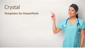  Presentation with advertising - Slide set featuring invitation healthcare - doctor woman showing advertising space background and a  colored foreground