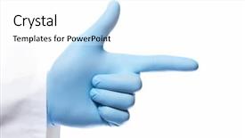  Presentation with pointer - Slide deck featuring invitation healthcare - hand pointer isolated on white background and a  colored foreground